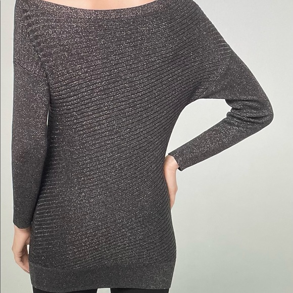 WHBM Lux Off Shoulder Tunic Sweater XSmall Gray - Picture 3 of 15